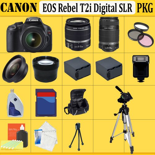 Canon EOS Rebel T2i SLR Digital Camera Kit with Canon 18-55mm IS Lens + Canon 55-250mm IS Lens + HUGE ACCESSORIES PACKAGE !!