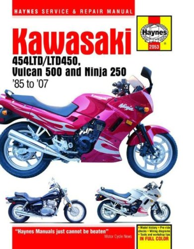kawasaki en450 500 twins  ninja 250 1985 2007 motorcycle repair manual