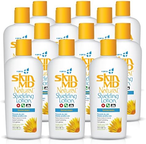 Skin MD Natural Shielding Lotion for Face, Body & Hands + SPF 15 8oz -12 Pack - Helps with Eczema & Psoriasis! The natural dry skin remedy to the things that dry your skin....