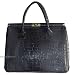 Grey Alligator Croc Skin Effect Print Patent Faux Leather Satchel Briefcase handbag bag