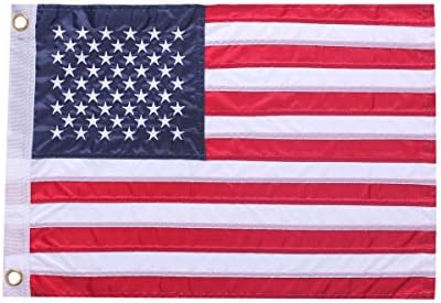 Small American Flag/United States Flag:Embroidered Stars and Sewn Strips - Tough, Durable for Indoor and Outdoor Use (13 by 18 inches)