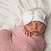 Melondipity Newborn Hospital Hat White Bow with Gem - 2 ply Hospital Fabric - Infant Baby Hat Cap with Big Cute Bow Beanie