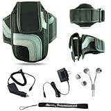 Black Adjustable Deluxe Sportband / Workout Armband with Adaptable Neck Str ....