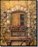 Tuscan Floral Tumbled Marble Tile Mural Backsplash 20