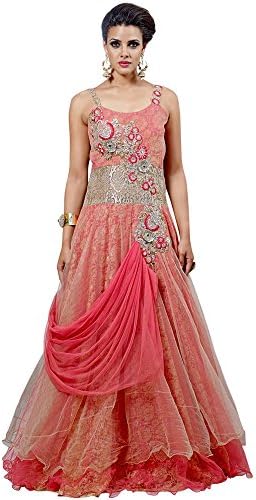 INMONARCH Womens Grandiose Pink Net Wedding Gown SLRD1049 unstitched