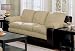 Sofa Couch in Beige Microfiber Dark Brown Vinyl