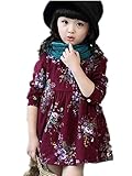 【TPGROWIN】 子供服 キッズ 長袖 ガールズ ワンピース 女の子 卒園式 結婚式 チュニック 入学式 コットン 花柄 フレア (120, ワインレッド)