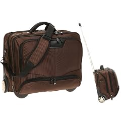 DERMATA Notebooktasche Notebooktrolley 17 Zoll Pilotenkoffer Trolley [ Laptop max. 41 x 29 cm] mit Schultergurt / BRAUN