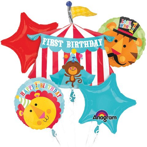Fisher Price Happy Birthday Circus Animals Mylar Foil Balloon Bouquet Set