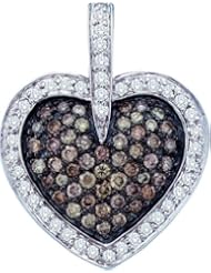 14K White Gold 1.00CT Brown Diamond Heart Pendant