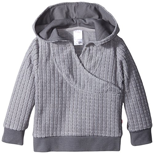 Zutano Unisex-Baby Infant Waffle Cozie Fleece Wrap Hoodie, Charcoal, 24 Months
