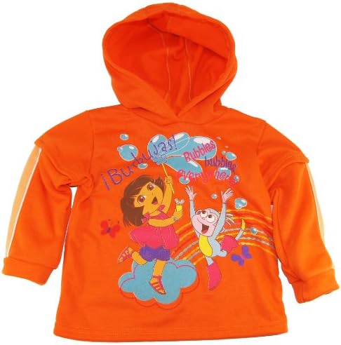 Dora The Explorer Little Girls' Warm Fleece Hooded Jacket with Pants 2Pc Set 6Orange