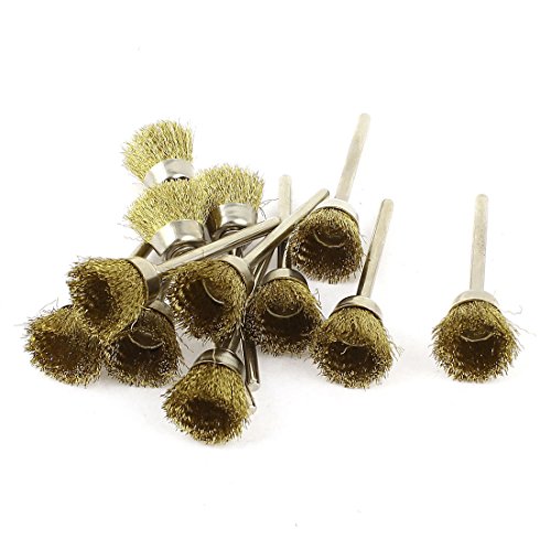 12x 1/8inch Shank 10mm Cup Brass Bristle Brush for Dremel Rotary Tool
