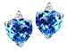 2.14 cts Heart Shape Blue Topaz and Genuine Diamonds Earring Studs - 14kt White or Yellow Gold