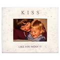 Kiss Like You Mean It Marble Frame - White (4x6")