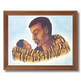 African American Black Father And Child Home Decor Wall Picture Oak Framed Art Print