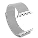 Votech - Apple Watch Band, Milanese Loop, Stainless Steel Bracelet iWatch Strap. No buckle required. Silver - 42mm (Lifetime Warranty)