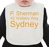 P. Sherman 42 Wallabay Why Sydney Slogan ネクタイを有する有機ビブ Medium