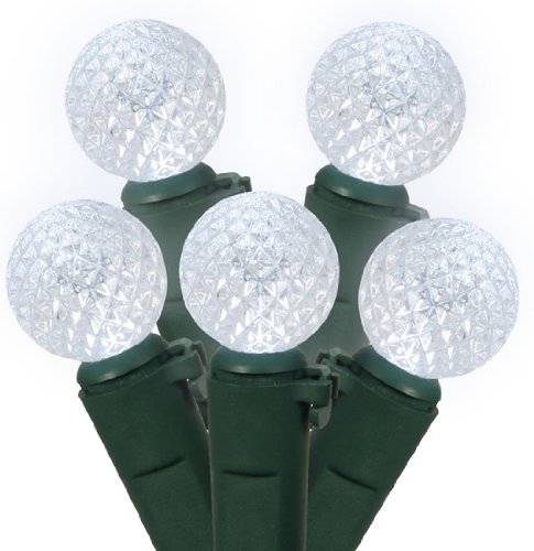 Set of 50 Polar White LED G12 Berry Fashion Glow Christmas Lights - Green Wire