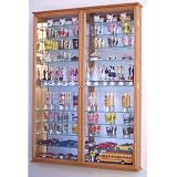 XL Mirror Backed and 11 Glass Shelves Shot Glasses Display Case Holder