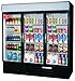 Beverage-Air MMR72-1-W-EL MarketMax 75" Three Section Glass Door Reach-In Merchandiser Refrigerator with LED Lighting 72 cu.ft. Capacity White Exterior Electronic Lock and Bottom Mou
