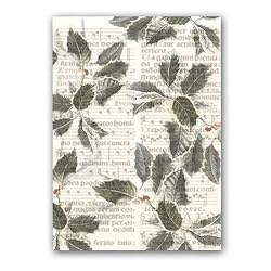 Gregorian Chant with Holly - 5" x 7" Vellum Overlay Christmas Greeting Card