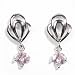 Sterling Silver Earrings with Pink CZ - Size: 25mm