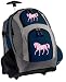 Pink Ribbon Rolling Backpack Deluxe Navy Breast Cancer Awareness – Backpacks Bags with Wheels or School Trolley Carry-On Bags – Unique Gifts