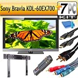 Sony KDL-60EX700 1080P 60 Inch LCD HDTV With The Super Sleek HDTV Accessory Kit Includes Professional Super Sleek & Slim Flat Mount + (2) 6FT Hdmi 1.3B Cables, 6FT Audio Interconnect Cable Screen Cleaner + Surge Protector