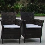 Outdoor Living : Two Milano Rattan/Wicker Armchairs with Free Cushions