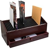 17" - 31 Slot Wooden Bill/Letter Organizer With Drawer - Mahogany Dark Brown BY JUMBL&trade;
