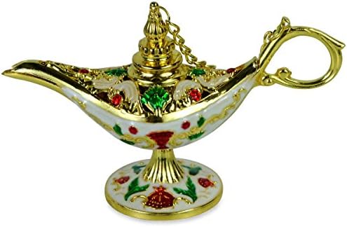 Ornate Aladdin Magic Genie Lamp Oil Lamp Incense Burner Oriental Aladdin White