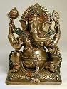 Lord Ganesha (Ganesh) Hindu Elephant God of Success Deity Figure, Real Bronze Powder Cast Statue