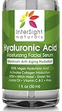 #1 RATED & DERMATOLOGIST RECOMMENDED Hyaluronic Acid Serum by InterSight with Vitamin C & E, MSM, Aloe - 100% Pure Hyaluronic Acid - Best Organic and Vegan Anti Aging Moisturizer Liquid - 1000x Hydration