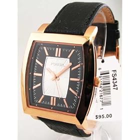 Fossil Men's Black Leather Strap Watch