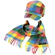 Kids Winter Plaid Castro GI Cadet Hat Cap Softer Cashmere Scarf? Set Rainbow