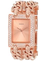 GUESS Womens U0072L3 Brilliance on Links Crystal Rose Gold-Tone Bracelet Watch