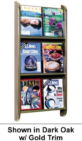 WM-6V Wall Mounted 6 Pocket Magazine Rack / 12 Pocket Brochure Holder in Township Maple with Matching Trim from ABC Office