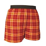Maroon (Dark Red) and Gold (Yellow) Tartan Plaid Check Cotton Flannel Plaid check boxers boxer shorts available in 5 adult sizes exposed waist false fly