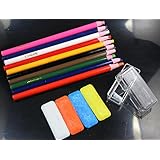 wellie-store.10 Assorted Color Peel-Off China Markers,GREASE PENCIL And 4 Mini Tailor's Chalk White/Blue/Orange/Yellow Kit For Sewing DIY