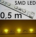 SMD-LED Leiste 48cm 12V GELB 30 MEGA helle, breitstrahlende, gelben SMD-LEDs, IDEAL für indirekte Beleuchtung, absolut schlanke Bauform universell einsetzbar, da beliebig, alle 3 LEDs eingekürzt werden kann