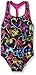 Speedo Big Girls Neon Love Keyhole Thick Strap 1 Piece, Speedo Black, 12