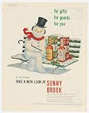 1961 Sunny Brook Whiskey Snowman on Bench Print Ad (3875)