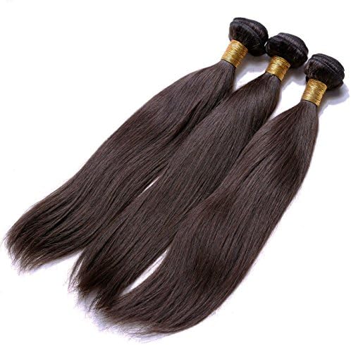 Heiheimai Brazilian Remy Human Hair Extensions Silky Straight 3 Bundles (20"22"24", 2# Dark Brown)