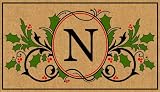 Coir Mat Holiday Holly Monogram N - Hi