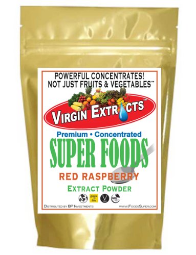 Virgin Extracts (TM) Pure Premium Organic Red Raspberry Powder Freeze Dried Extract 4:1 Red Raspberry Concentrate (4 X Stronger) 16oz Pouch