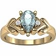 14K Yellow Gold Sky Blue Topaz and Diamond Ring
