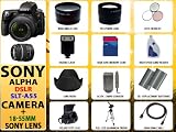 Sony Alpha Dslr-slt-a55 Digital Camera W/18-55mm Lens + Huge Accessories Package Including Wide Angle Macro Lens + 2x Telephoto Lens + 3 Pc Filter Kit + 16gb Sdhc Memory Card & Much More!!