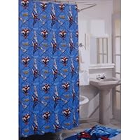Spiderman Vinyl Shower Curtain with Hooks, 70 x 72 Inch
