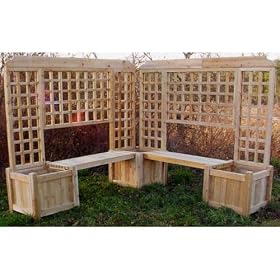 Double Planter Bench w  Lattice by The Cedar Store